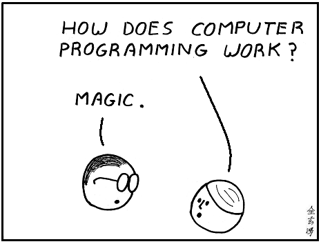 Cartoon about computer magic