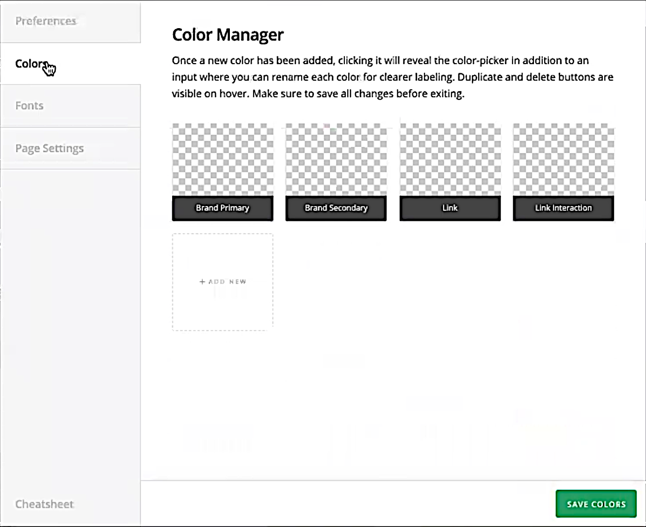 Color Manager in Cornerstone Settings