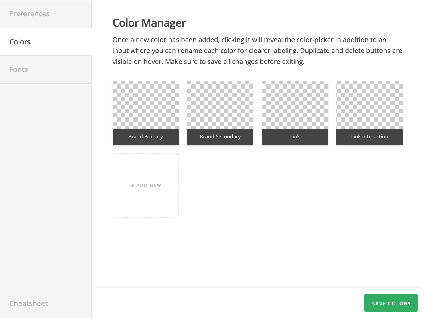 Color Manager in Customizer Settings