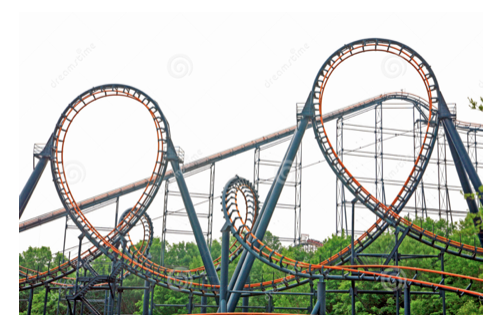 Roller coaster as a visual representation of a loop, an action that repeats until a condition is met